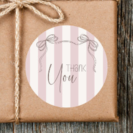 Vintage Gestreepte Blush Strik Coquette Dank Je Ronde Sticker