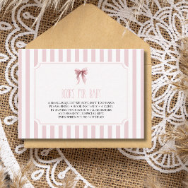 Vintage gestreepte roze baby shower boeken voor ba informatiekaartje
