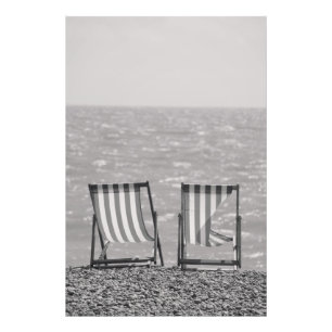 Vintage gestreepte strandstoelen foto afdruk