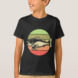 Vintage gestreepte zeebaars striper grappige visse t-shirt