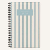 Vintage gestructureerde blauwe streep Art Deco Notitieboek (Voorkant)