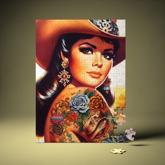 Vintage Getatoeëerde Cowgirl Legpuzzel