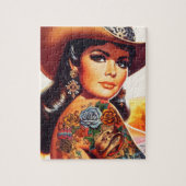 Vintage Getatoeëerde Cowgirl Legpuzzel (Verticaal)