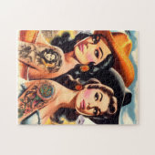 Vintage Getatoeëerde Cowgirls Legpuzzel (Horizontaal)