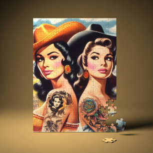 Vintage Getatoeëerde Cowgirls Legpuzzel