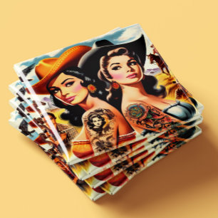 Vintage Getatoeëerde Cowgirls Magneet