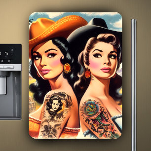 Vintage Getatoeëerde Cowgirls Magneet