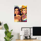 Vintage Getatoeëerde Cowgirls Poster (Thuiskantoor)