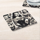 Vintage Getatoeëerde Gothe Vrouw Collage Kartonnen Onderzetters (Schuin)