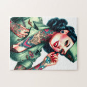 Vintage Getatoeëerde Militair Vrouw Legpuzzel (Horizontaal)