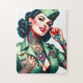 Vintage Getatoeëerde Militair Vrouw Legpuzzel (Verticaal)