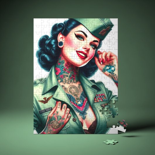 Vintage Getatoeëerde Militair Vrouw Legpuzzel