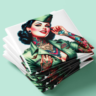 Vintage Getatoeëerde Militair Vrouw Magneet