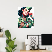 Vintage Getatoeëerde Militair Vrouw Poster (Thuiskantoor)