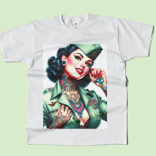Vintage Getatoeëerde Militair Vrouw T-shirt