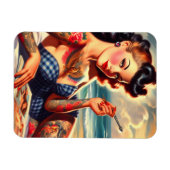 Vintage Getatoeëerde Strand Pin-up Magneet (Horizontaal)