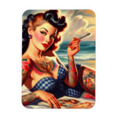 Vintage Getatoeëerde Strand Pin-up Magneet (Verticaal)