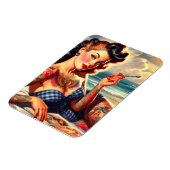 Vintage Getatoeëerde Strand Pin-up Magneet (Linkerzijde)