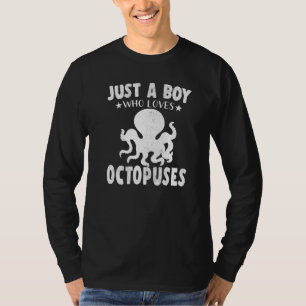 Vintage gewoon een jongen die van Octopus Animal h T-shirt
