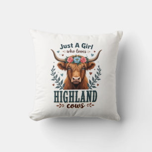 Vintage Gewoon Een Meisje Dat Van Highland Koeien  Kussen