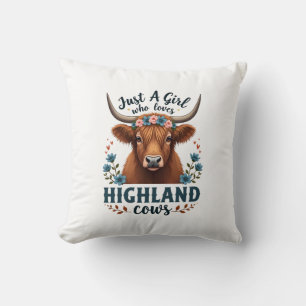Vintage Gewoon Een Meisje Dat Van Highland Koeien  Kussen