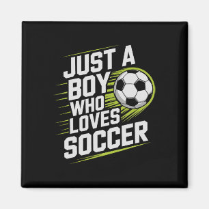 Vintage gewoon jongen die van voetbal houdt speel magneet