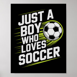 Vintage gewoon jongen die van voetbal houdt speel poster