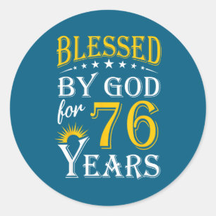 Vintage Gezegende God Voor 76 Ronde Sticker