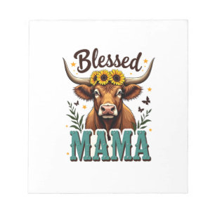 Vintage Gezegende Mama Hoogland Koe Zonnewiel West Notitieblok