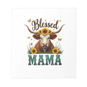 Vintage Gezegende Mama Hoogland Koe Zonnewiel West Notitieblok