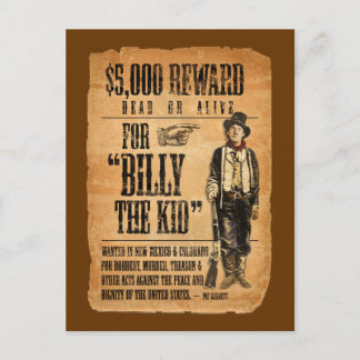 Vintage Gezocht/Belont Poster voor Billy het Kind Briefkaart