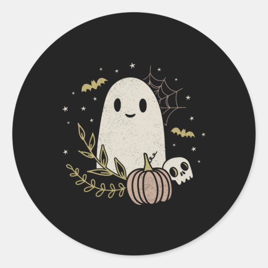 Vintage Ghost Autumn Herfst Halloween 1 Ronde Sticker (Voorkant)
