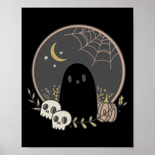 Vintage Ghost Autumn Herfst Halloween Poster (Voorkant)
