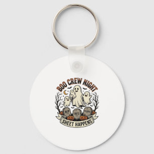 Vintage Ghost Halloween Boo Crew Laken Feest T-shi Sleutelhanger