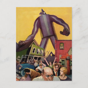 Vintage Giant Robot Attack Briefkaart