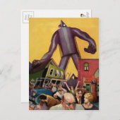 Vintage Giant Robot Attack Briefkaart (Voorkant / Achterkant)