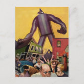 Vintage Giant Robot Attack Briefkaart (Voorkant)