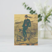 Vintage Giant Tricycle Gentleman Mustache Funny Briefkaart (Staand voorkant)