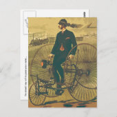 Vintage Giant Tricycle Gentleman Mustache Funny Briefkaart (Voorkant / Achterkant)