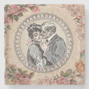 Vintage Gibson Girl Antiek Love Wedding Valentijn Stenen Onderzetter