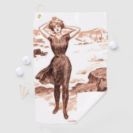 Vintage Gibson Girl strand meermin badschone dame Golfhanddoek