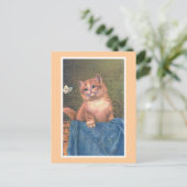 vintage "Ginger Kitten en Butterfly" Briefkaart (Staand voorkant)