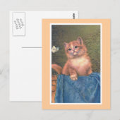 vintage "Ginger Kitten en Butterfly" Briefkaart (Voorkant / Achterkant)