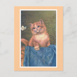 vintage "Ginger Kitten en Butterfly" Briefkaart