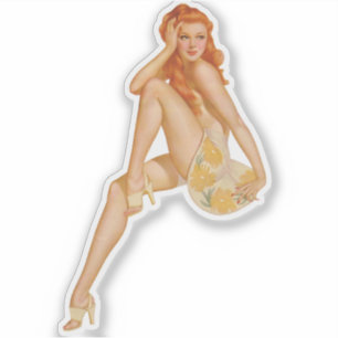 Vintage Ginger Pinup Sticker