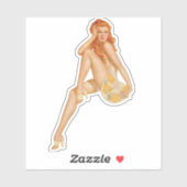 Vintage Ginger Pinup Sticker (Vel)