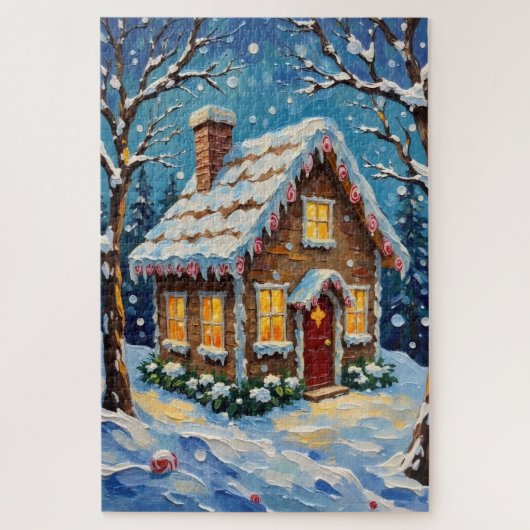 Vintage Gingerbread House in Enchanted Winter Legpuzzel (Verticaal)