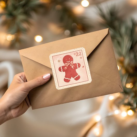 Vintage Gingerbread Man Christmas  Vierkante Sticker