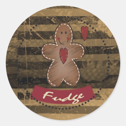 Vintage Gingerbrood Fudge Ronde Sticker (Voorkant)