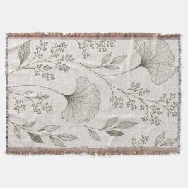 Vintage Ginkgo Botanische Geweven Worpdeken Deken